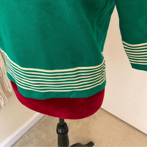 Vintage Heftco Knitwear Retro Sweater 3/4 Length Sleeve 100% Wool Green Beige - Picture 12 of 14